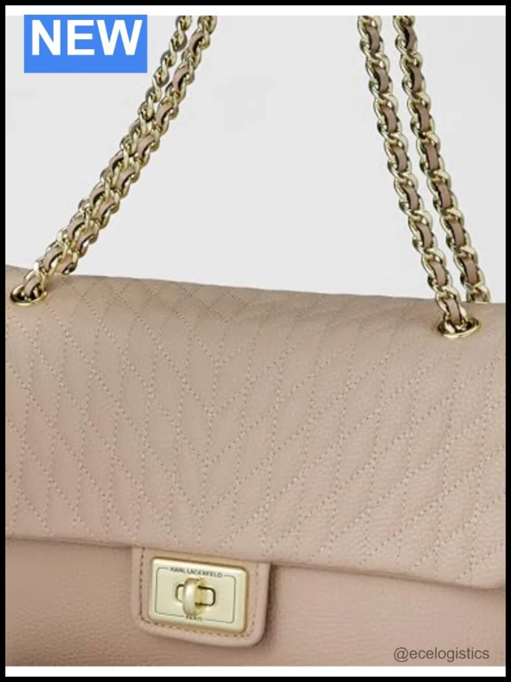 KARL LAGERFELD Shoulder Bag Pebble Leather Satchel Convertible Flap